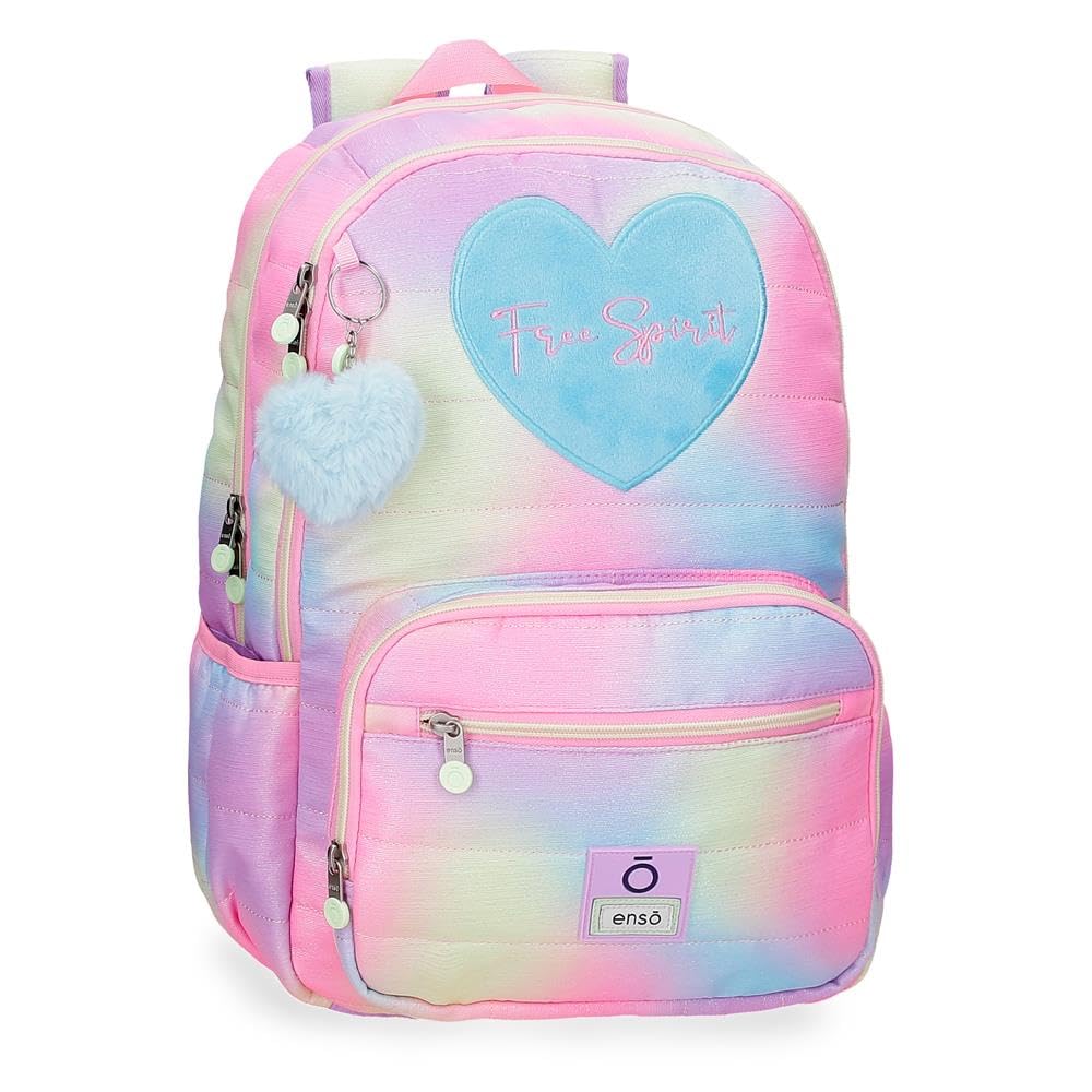 Enso Free Spirit Mochila escolar mochila infantil fabricada en Poliéster, Tirantes anchos y ajustables que se adaptan, bolsillo frontal.