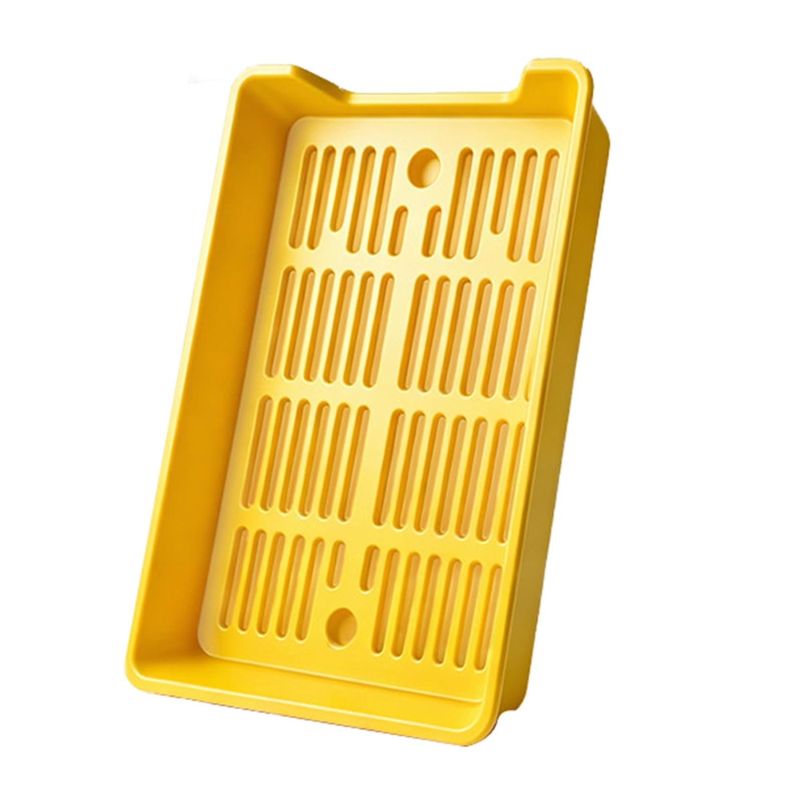 Double-layer PP Tray,Rectangular Barbecue,Removable Perforated Drain Plate,Suitable for Storing Fried Skewers(Yellow)