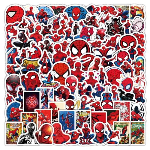 108pcs Cartoon Spider Sticker Pack Cool Vinyl Decals for Laptop Water Bottle Phone Skateboard Travel Case Bike Guitar Gift for Men Women Fans