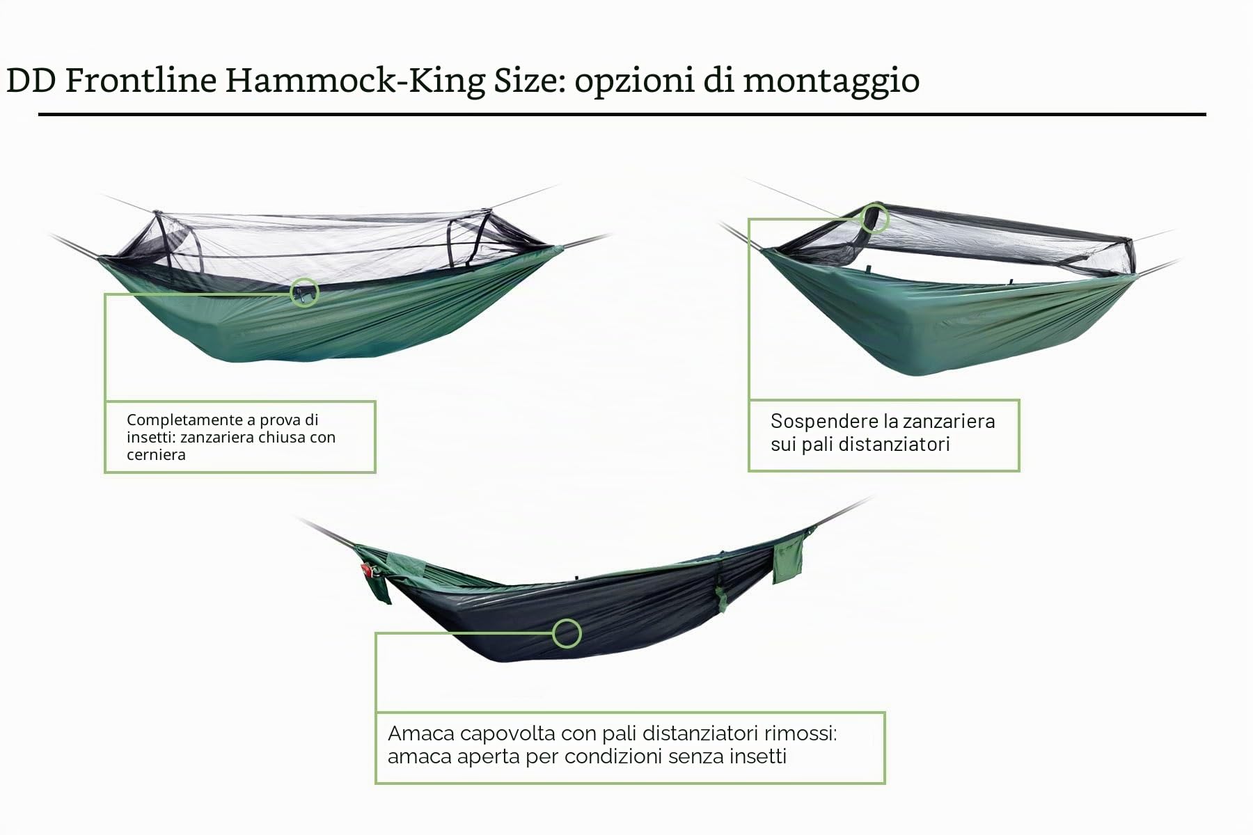 DD Hammocks Amaca Frontline – King Size: extra large Bugproof Amaca da campeggio per Bushcraft & Adventure Travel