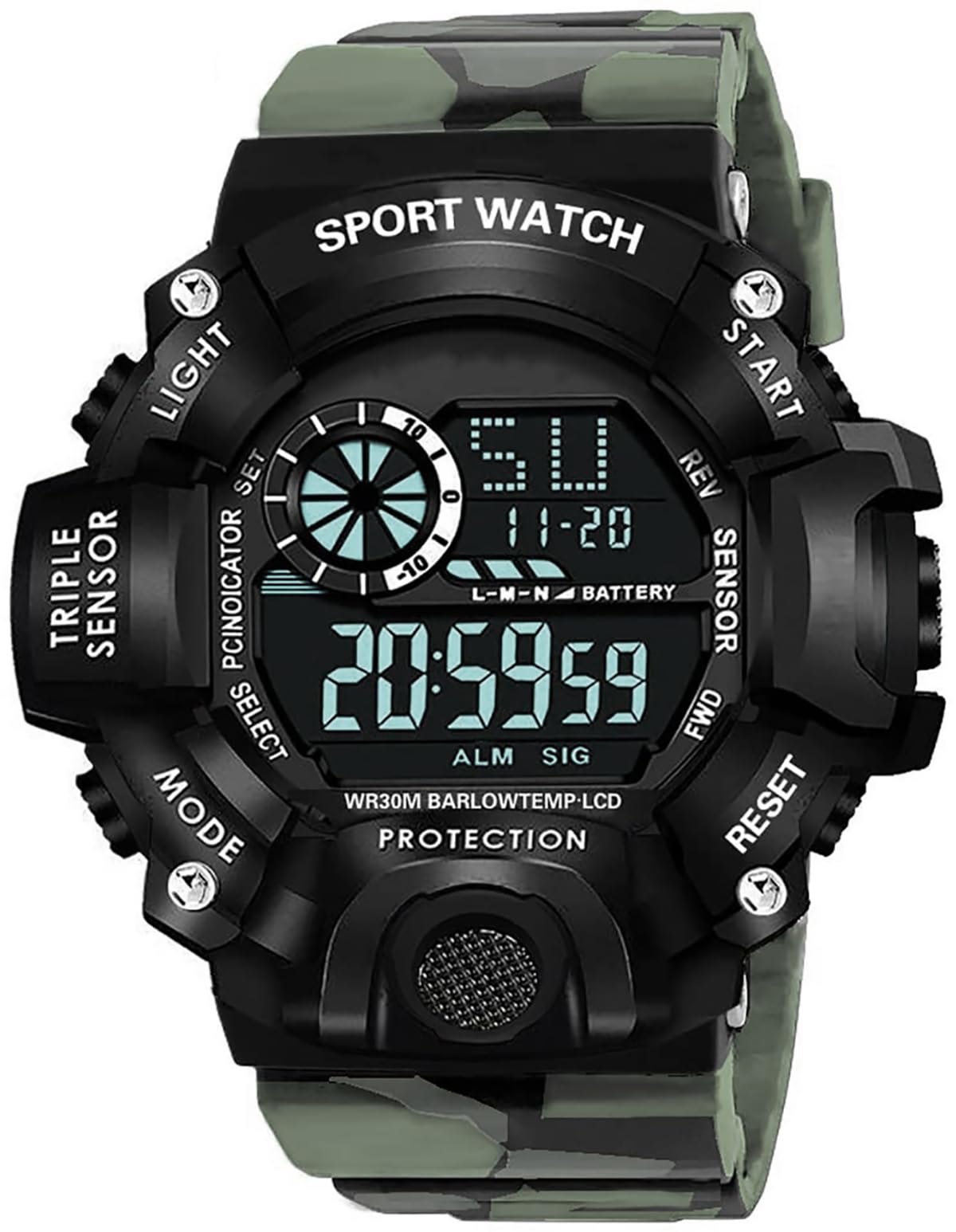 PAPIO® Sport Watches, Digital Wrist Watches with Countdown Timer PU Band for Men and Women (Green) (B0D8ZMBL9J) Amazon Price History, Amazon Price Tracker