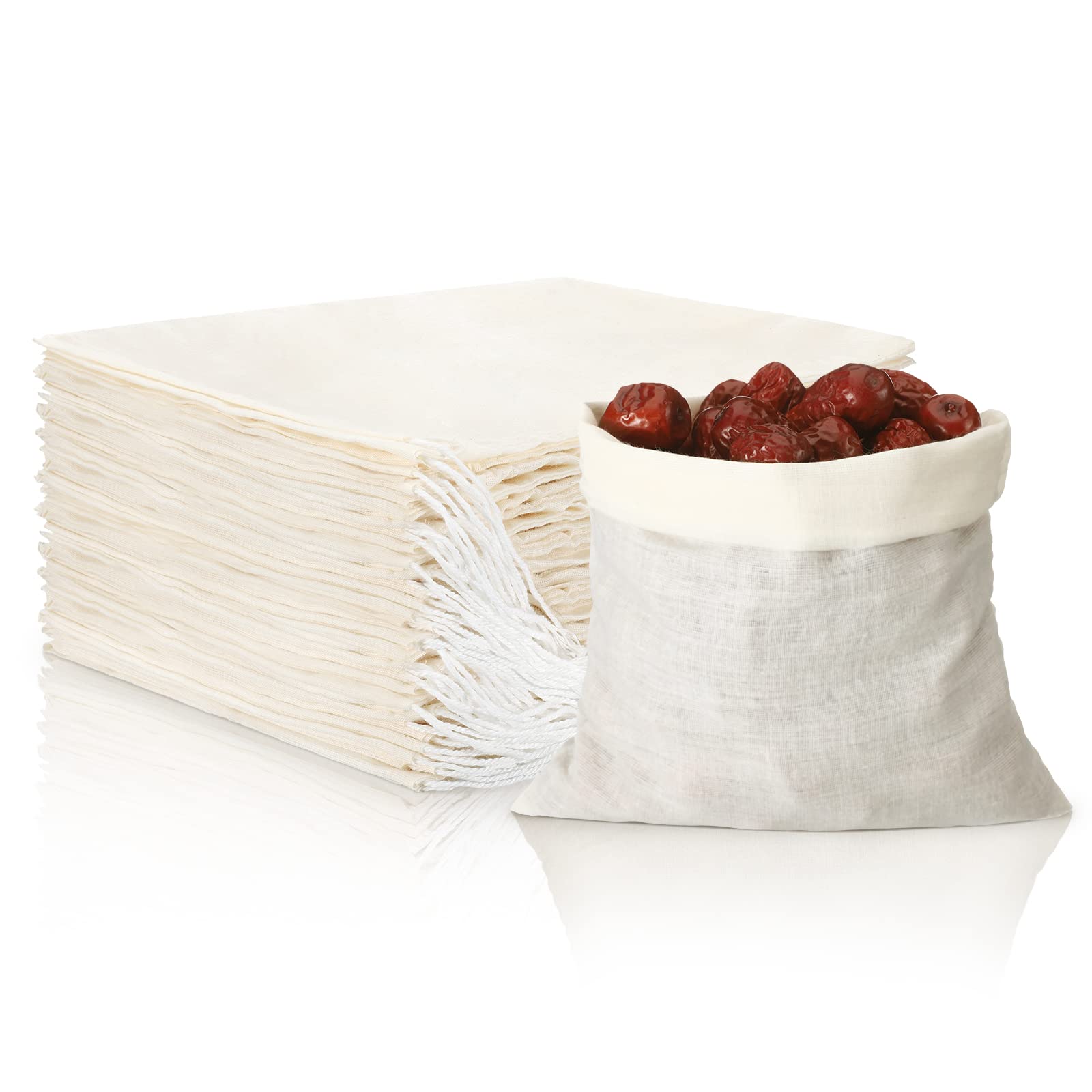 Lot de 50 sacs en mousseline de coton avec cordon de serrage pour le bureau, la maison, la cuisine, beige (20,3 x 25,4 cm)