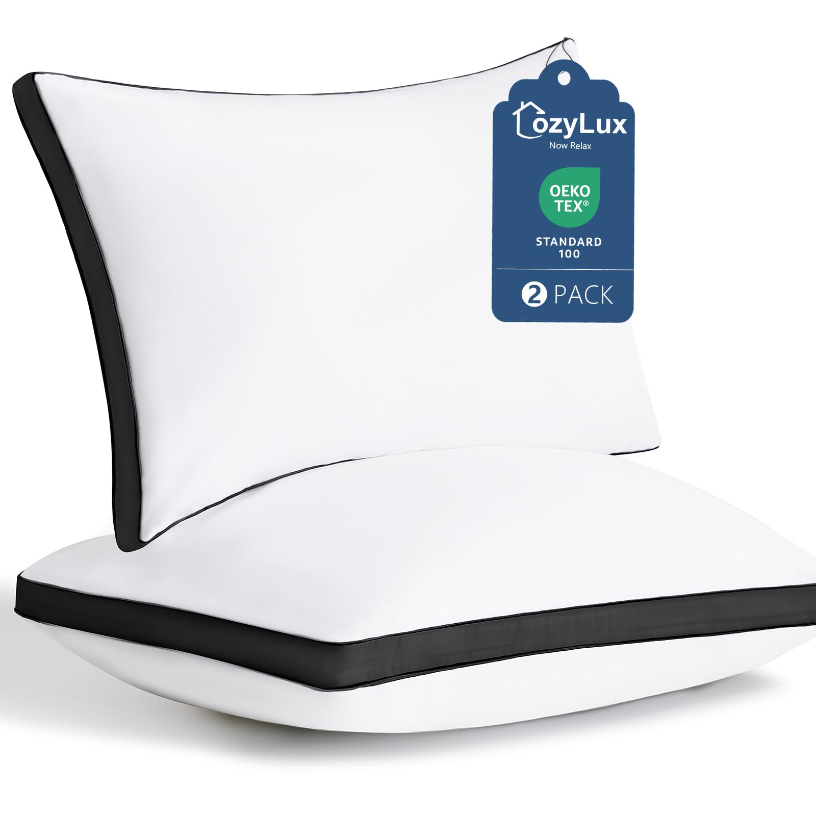 CozyLux Pillows Queen Size Set of 2 Soft and Supportive 3D Down Alternative Bed Pillow for Sleeping 2