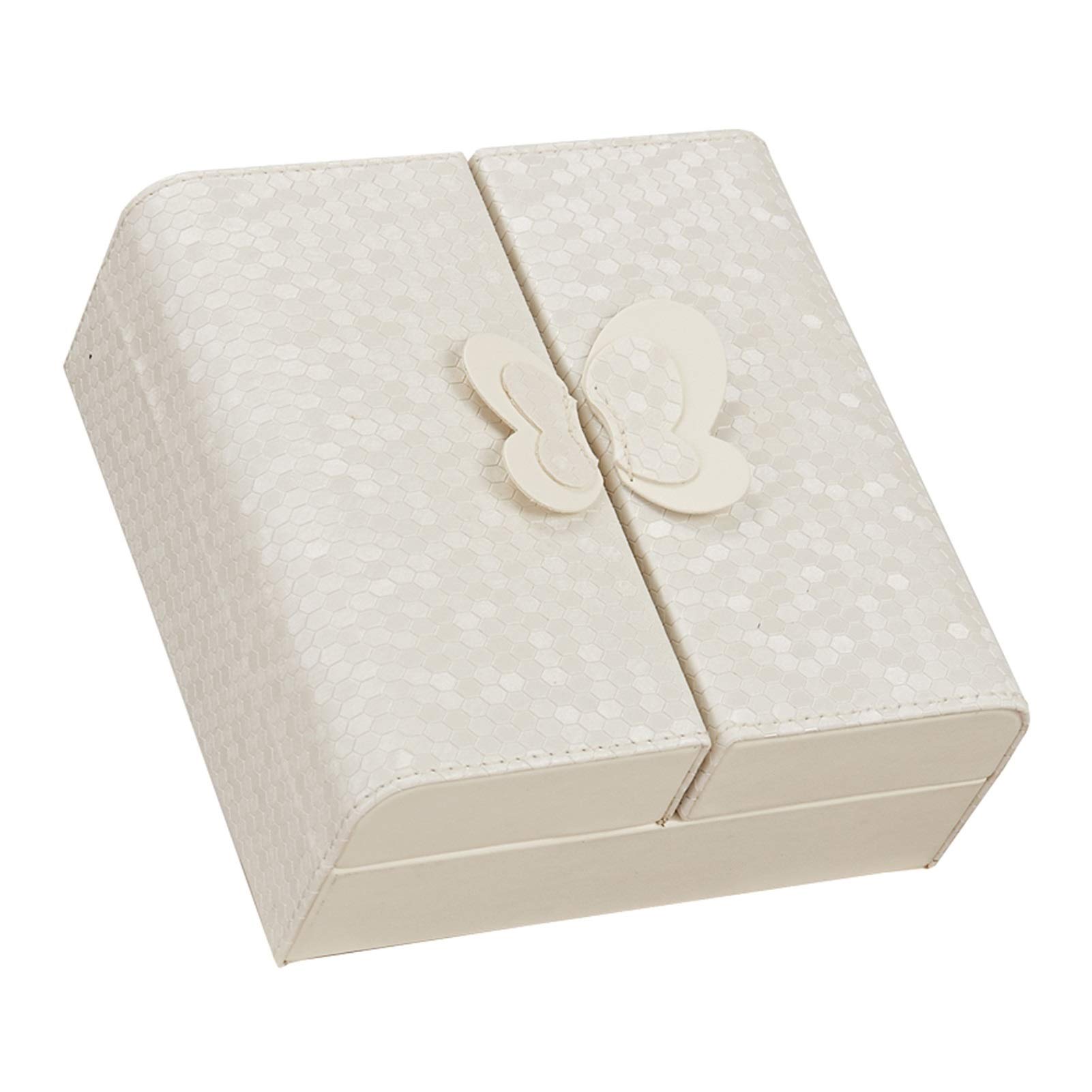 HDBCYUAZ Small Jewelry Box Travel Portable Case Synthetic PU Leather Organizer Mini Storage for Women and Girls(Wit)