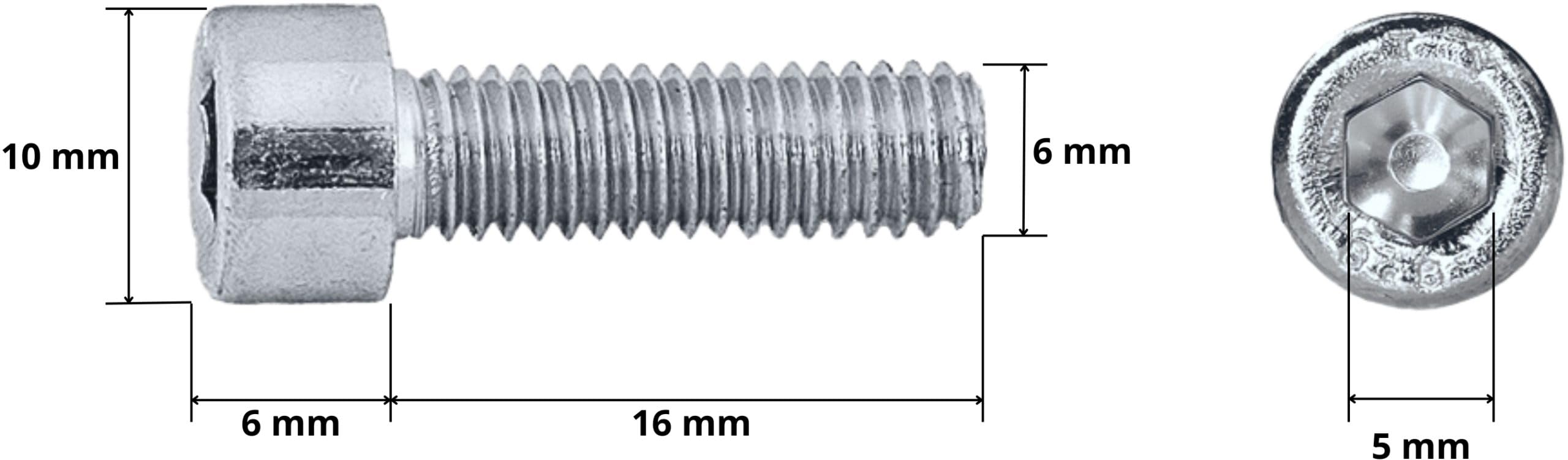HEXATON Hex Socket Cap Metric Screws Allen - M6 x 16 mm - 100 Pieces - Galvanized Steel - Fully Threaded - DIN 912 ISO 4762 - Image 4