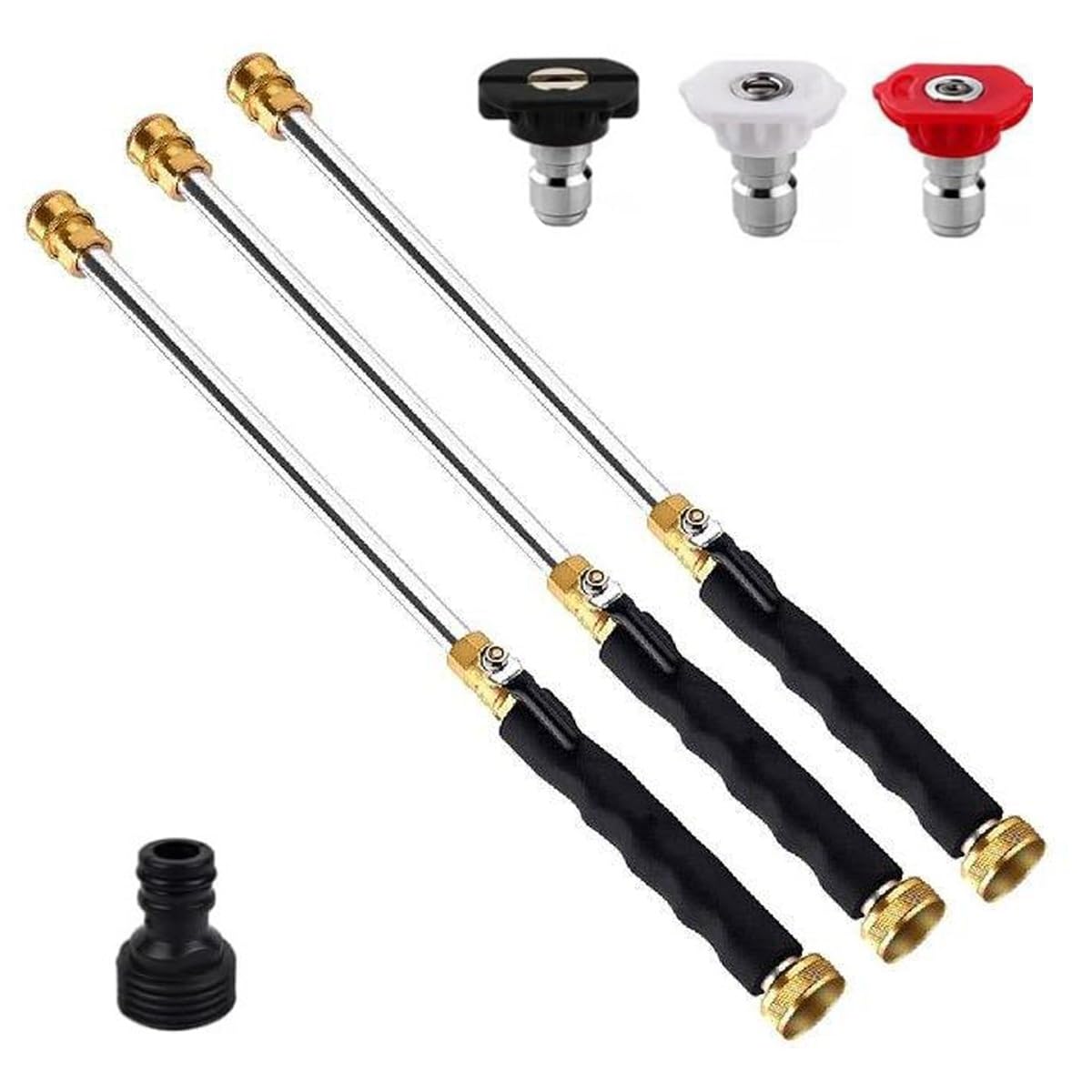 Jet Nozzle Power Washer Wand Hose Nozzle, High Pressure Washer with 3 Interchangeable Nozzles for Patio Car Pet Garden Outdoor Cleaning(3pcs)