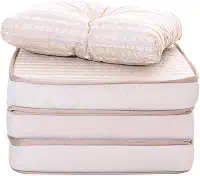 Puff Multiuso 3 em 1 Solteiro Jacquard Bege + Travesseiro