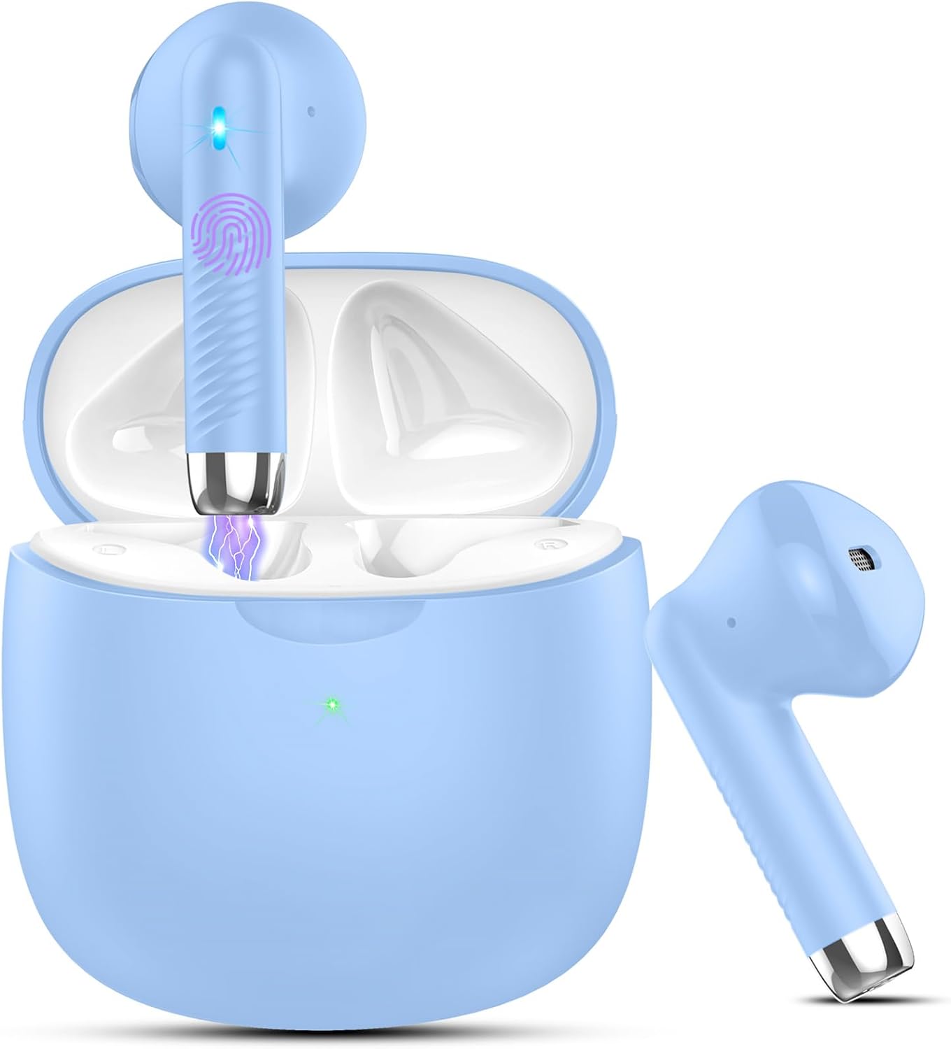 Wireless Earbuds, Bluetooth 5.3 Headphones in Ear with Noise Cancelling Mic, Bluetooth Earbuds Stereo Bass, IP7 Waterproof Sports Earphones, 32H Playtime USB C Charging Buds Light Blue for Android iOS Wireless Earbuds, Bluetooth 5.3 Headphones in Ear with Noise Cancelling Mic, Bluetooth Earbuds Stereo Bass, IP7 Waterproof Sports Earphones, 32H Playtime USB C Charging Buds Light Blue for Android iOS