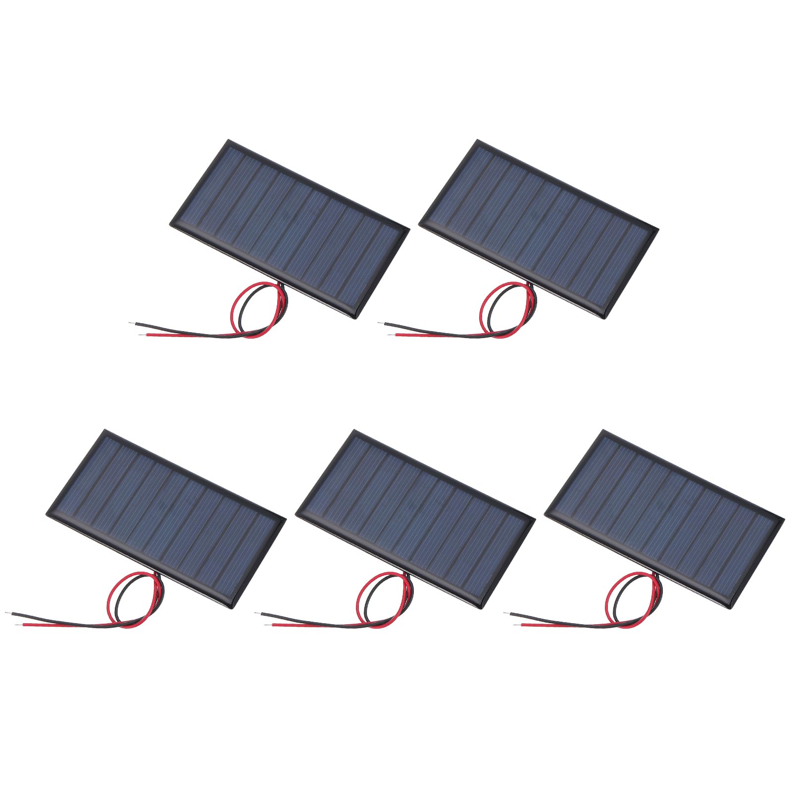 QUARKZMAN 5 szt. miniaturowych paneli słonecznych 5 V, 0,45 W, 90 mA, małe polikrystaliczne panele słoneczne z 2 kablami do zestawów, materiałów, zabawek elektrycznych, ładowarka, 80 mm x 45 mm