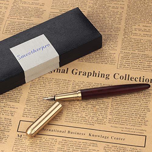 Smootherpro Solid Brass Wooden Fountain Pen Fine Nib Bullet Shape With Piston Converter Left Right Hand Writing Instrument For Edc And Business (Srf450) #TOP1