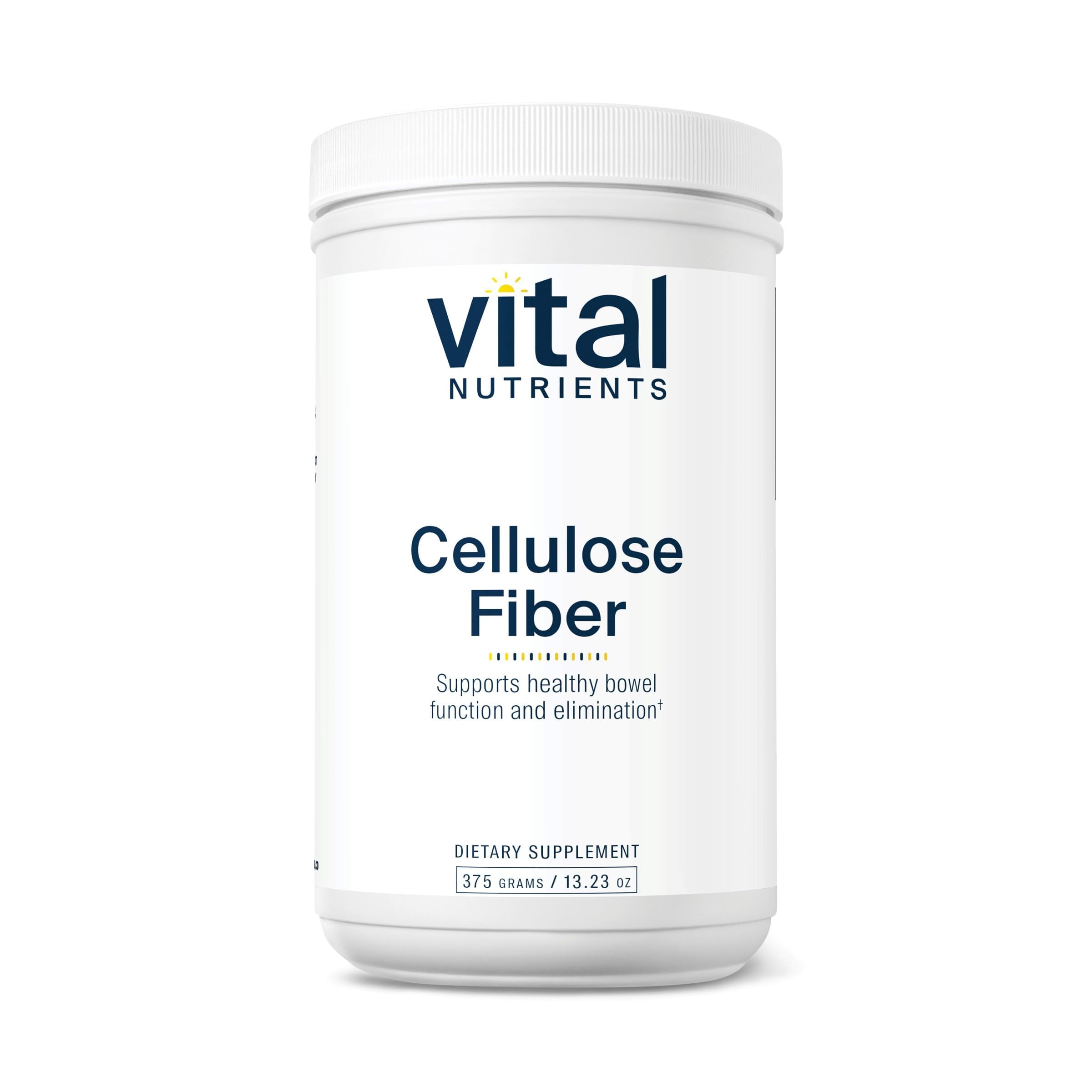 Vital Nutrients Cellulose Fiber Powder | 375g Cellulose Insoluble Fiber Powder | Fiber Supplement Powder Supports Healthy Bowel Function | Gluten, Dairy, Soy Free | Non-GMO | 60 Capsules