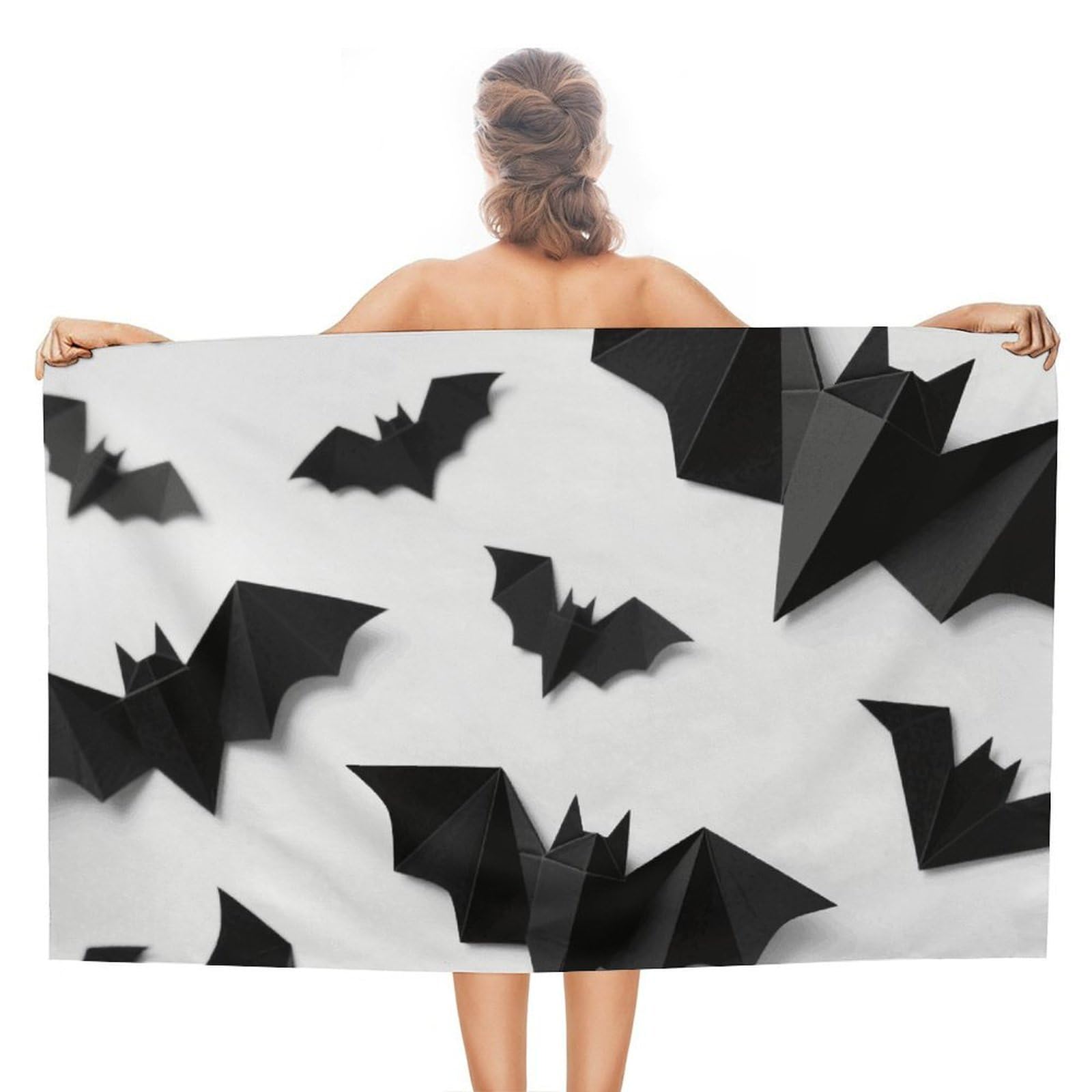asbwuo Halloween Bats Beach Towels Extra Large Quick Dry Absorbent