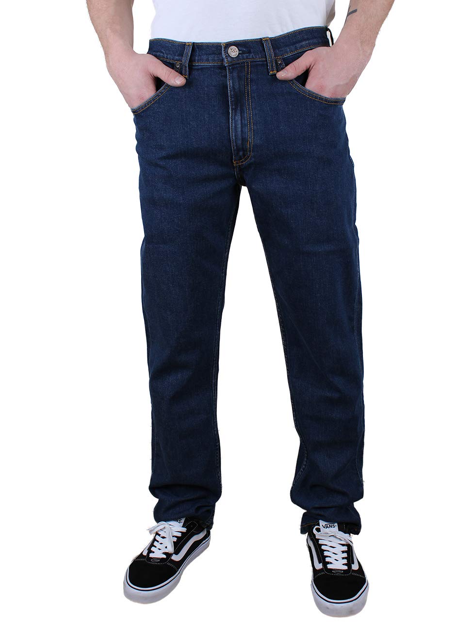 Lee Men's Blue (Dark Stonewash) Brooklyn Straight Jeans, Blue (Dark Stonewash 46), 34W / 34L