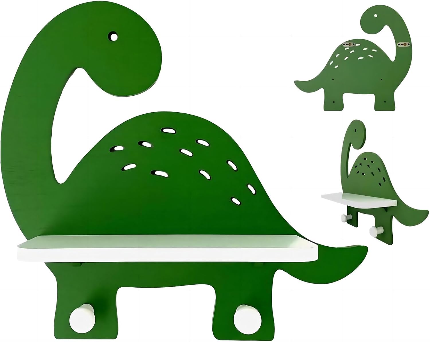 Dinosaur Wooden Wall Shelf Parlor Boudior Children's Decorative Dinosaur Wall Shelf with Hanging Pegs