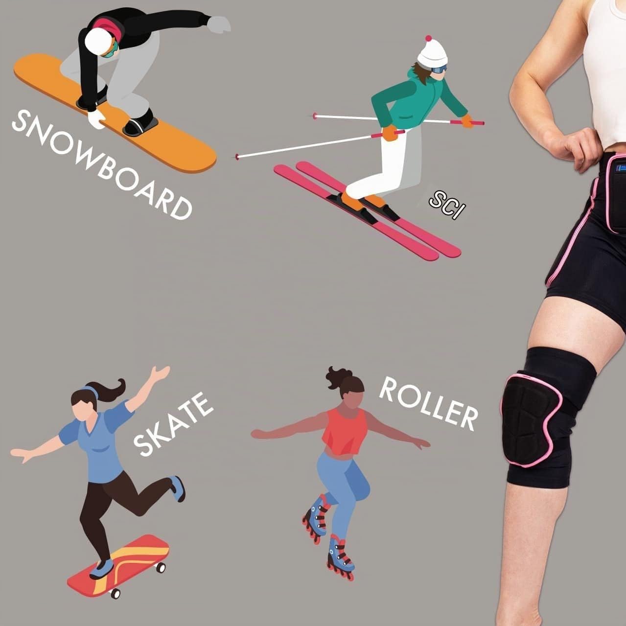 BelugaDesign Set di pantaloncini imbottiti 3D | Pantaloncini Impact per sci, skateboard, snowboard, pallavolo, pattinaggio artistico su ghiaccio | Ginocchiera regolabile e traspirante, (W, S)