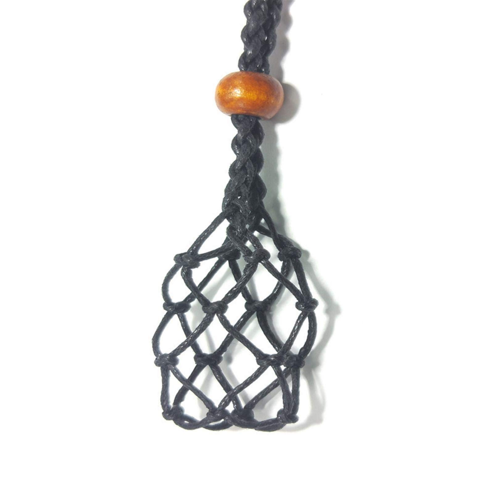 Flouris Large Black Necklace Crystal Holder, Necklace Cord Empty Stone Holder, Necklace Cord For Crystals, Raw Stone Necklace Cords, Adjustable Necklace Pendant Stone Holder, Bracelet Necklace Jewelry