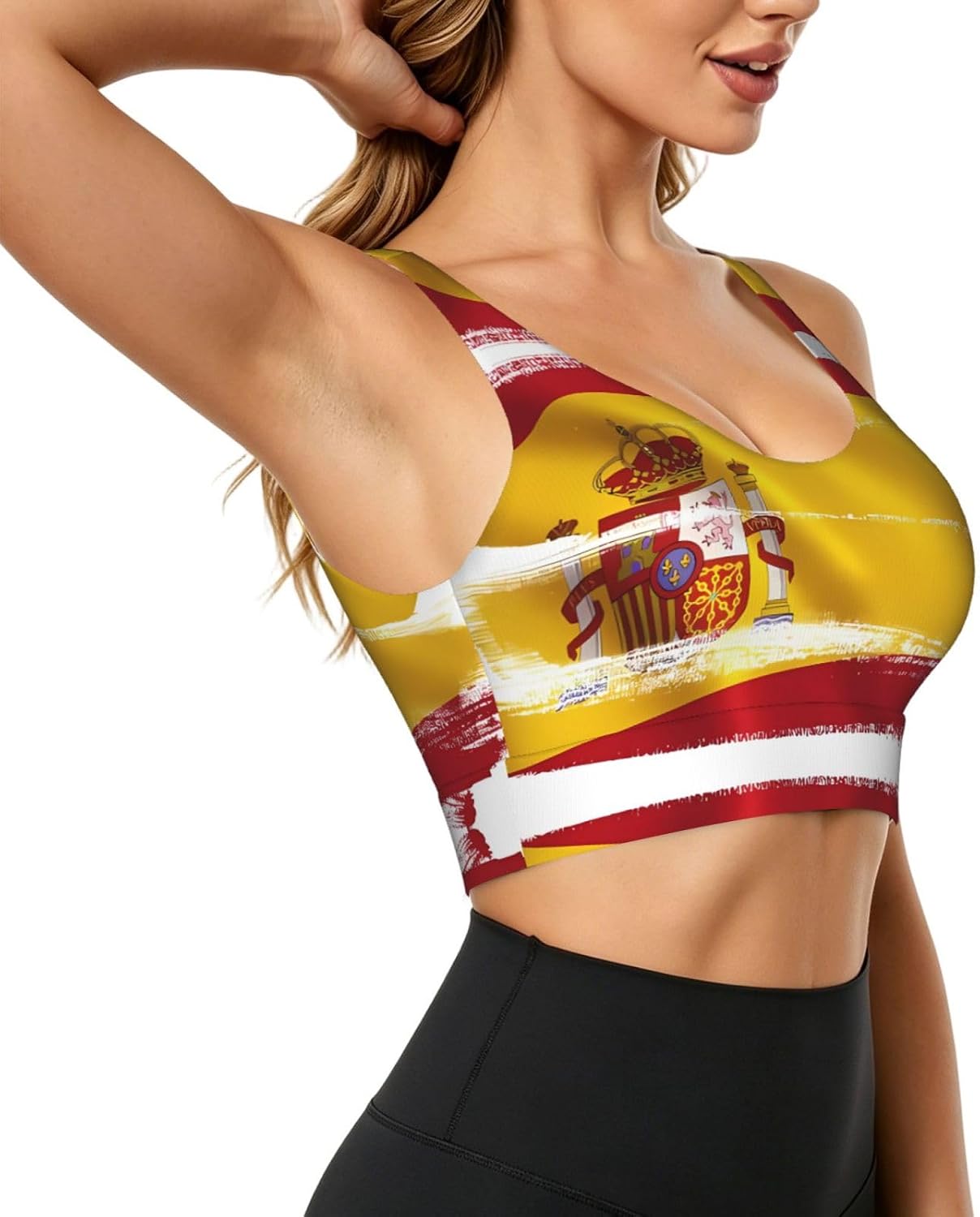 Spain Flag Women's Sports Vest, Light Running Gear, Soft Polyester for Fitness Exercise Outfit