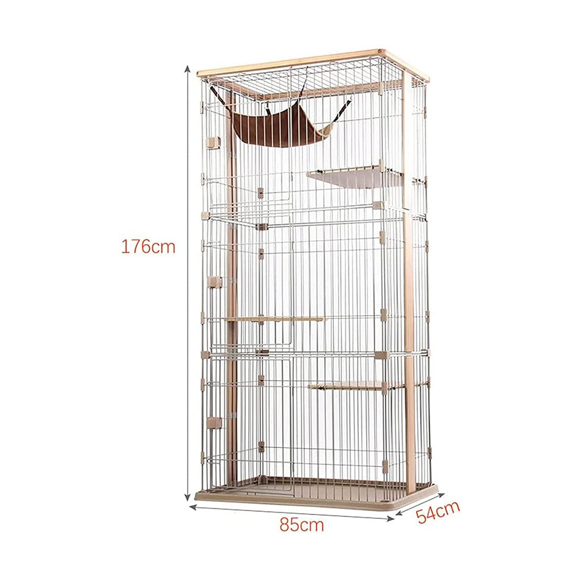 Jaula para Mascotas, Jaula de Madera para Gatos, Caja Grande de Cerca Estilo apartamento para Gatos de 2 Pisos, criadero Interior Ideal para Perrera, Blanco, 88 * 57 * 176 cm