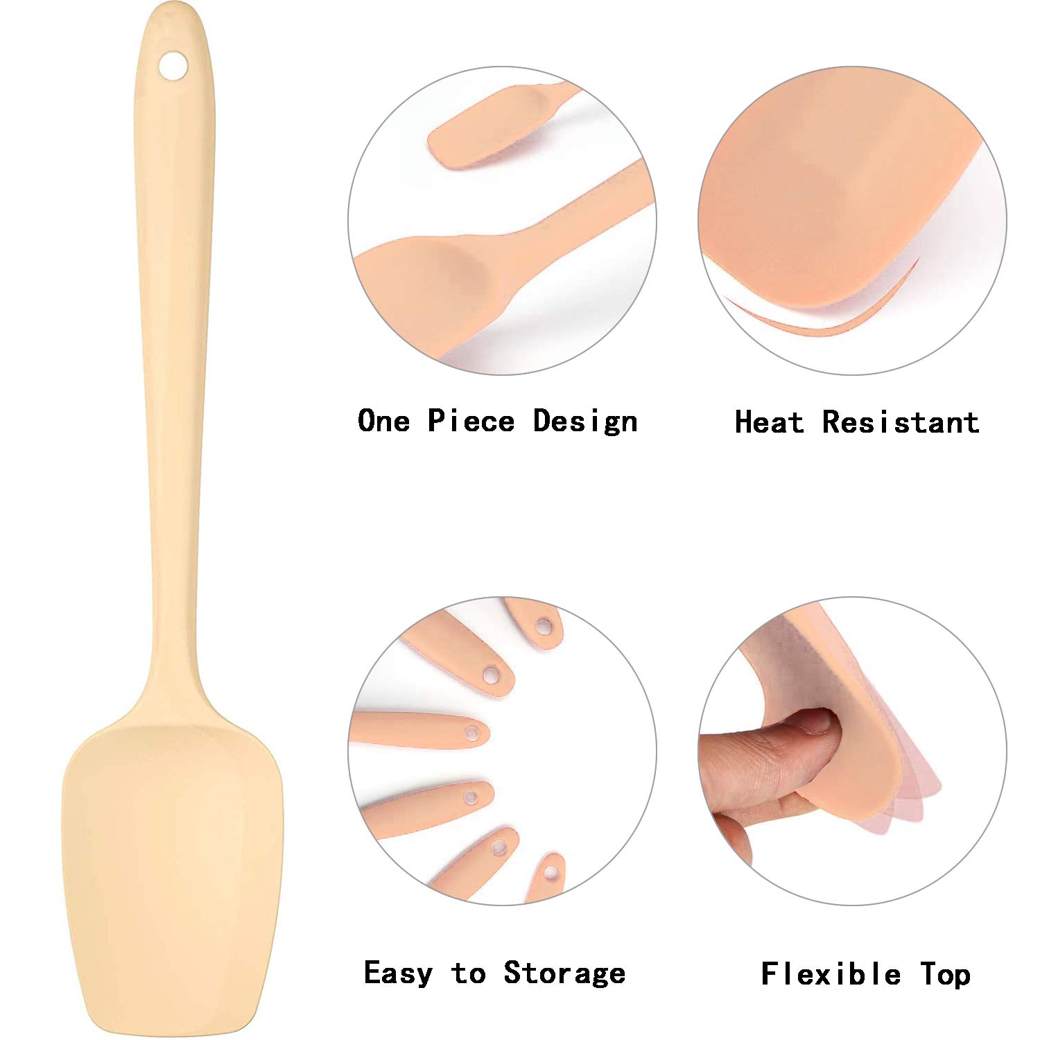 Set Di 4 Spatole In Silicone Cosmeria Con Manico In Noce - Resistente Al Calore 600°F Per Cucina E Pasticceria
