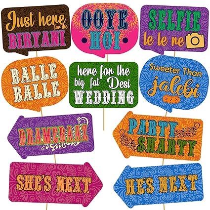 Photo Booth Props - 10 Pcs Haldi Ceremony Decoration, Haldi