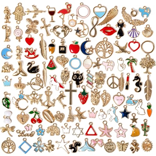 Reaeon 110Pcs Bracelet Charms, Assorted Jewelry Making Charms cover