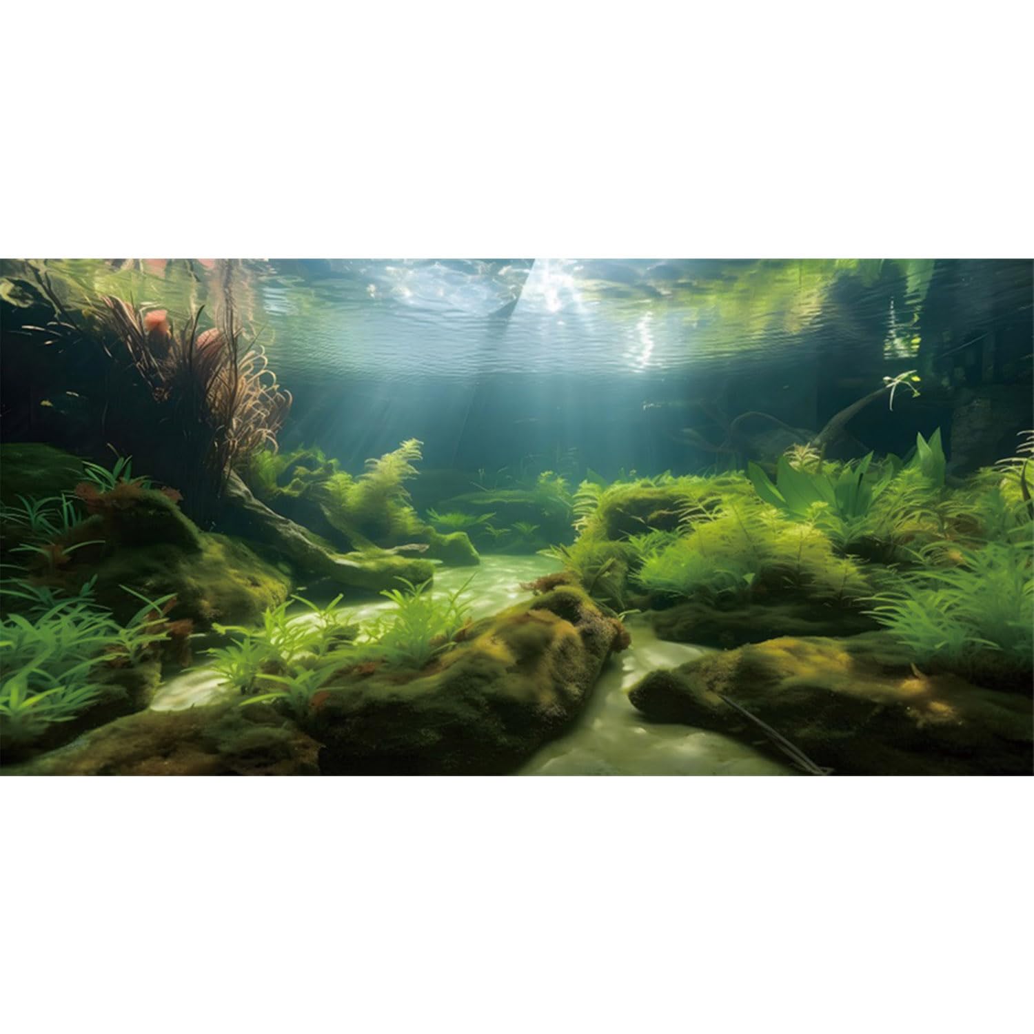 MIRRORANG 61x30cm Underwater Aquarium Background Seagrass Aquatic Plant Background River Bed & Lake Fish Tank Background Vinyl Background