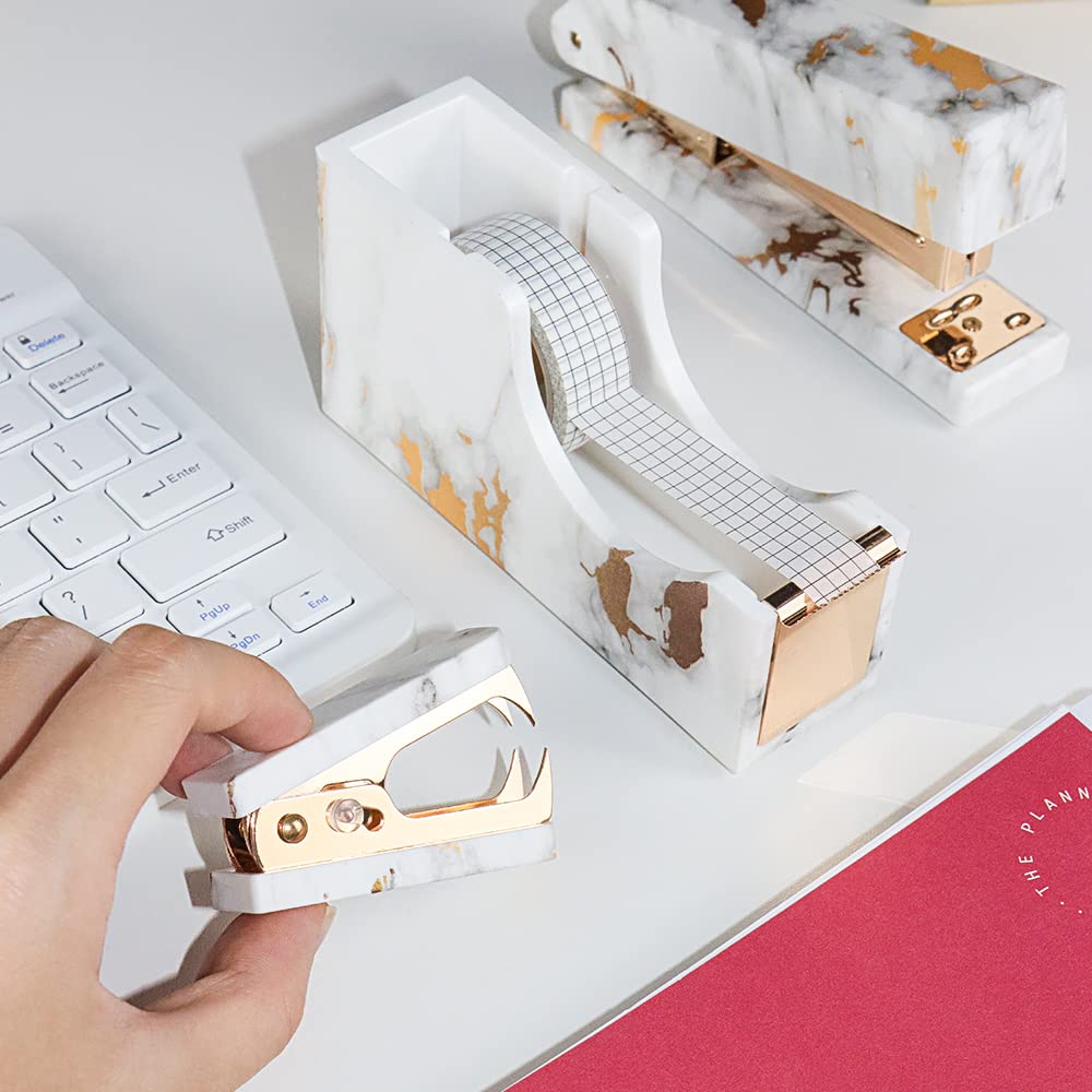 Marmo Gold Line Print Gold Staples Remover Tape Dispenser Holder Set Office Desk Manuale Executive Cancelleria Kit regalo per accessori desktop Forniture
