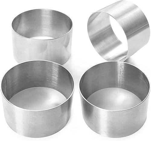 Sunrise Kitchen Supply Juego de moldes de anillo de acero inoxidable (3.5" x 2" y 3" x 1.75") 4 unidades disponible en Yaxa Colombia