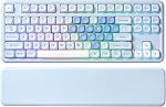 YUNZII B87 Mécanique sans fil QMK/VIA Logiciel personnalisé de jeu clavier, Gasket RGB Clavier avec Mignon MOA Casquettes,Reste de poignet,BT5.0/2.4G/USB-C NKRO pour Win/Mac (Pink, crème de cacao) V2 Interrupteur)