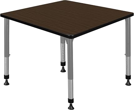 Regency Kee 36 in. Square Height Adjustable Classroom Activity Table- Neo Walnut Top & Grey Base