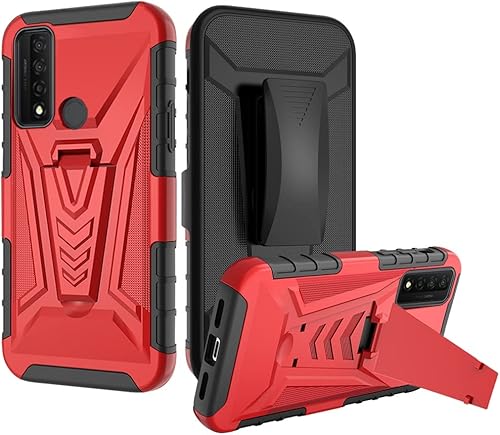 Miniatura 5 de Funda para Alcatel TCL 20 XE, TCL 20xe Funda de teléfono con clip para cinturón con vidrio templado Soporte incorporado, a prueba de golpes, funda
