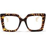 AIEYEZO Oversized Blue Light Glasses for Women, Anti Fatigue Prevent Headache Computer Eyeglasses (Tortoise)