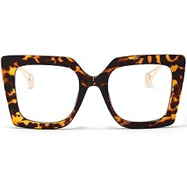 AIEYEZO Oversized Blue Light Glasses for Women, Anti Fatigue Prevent Headache Computer Eyeglasses (Tortoise)