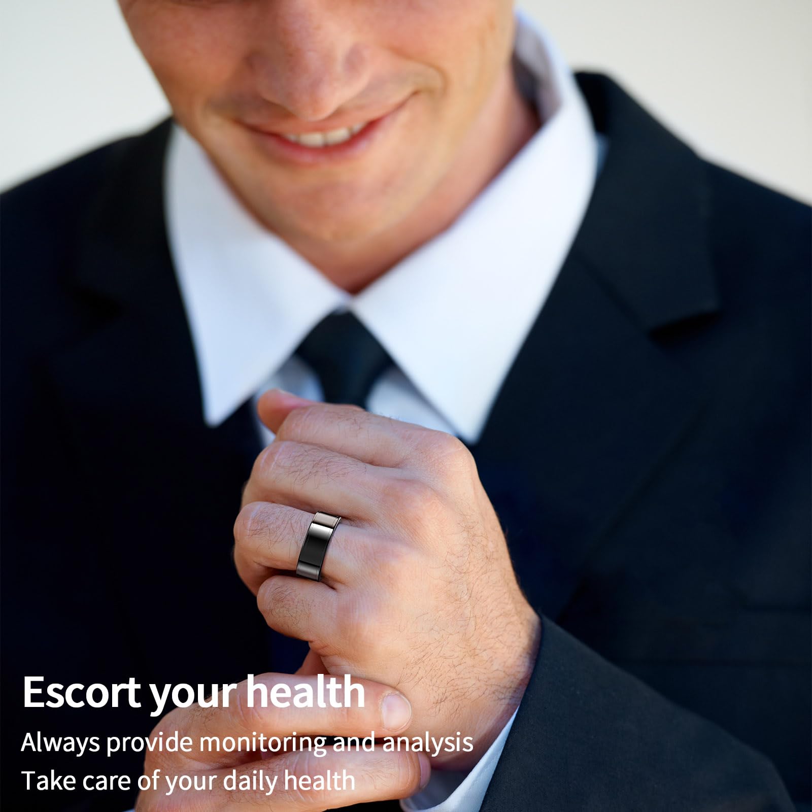 Anillo inteligente, monitor de actividad física de 24 horas con carga inalámbrica, anillo de salud con impermeabilidad IP68, rastreador de fitness para hombres/mujeres, conexión de aplicación portátil