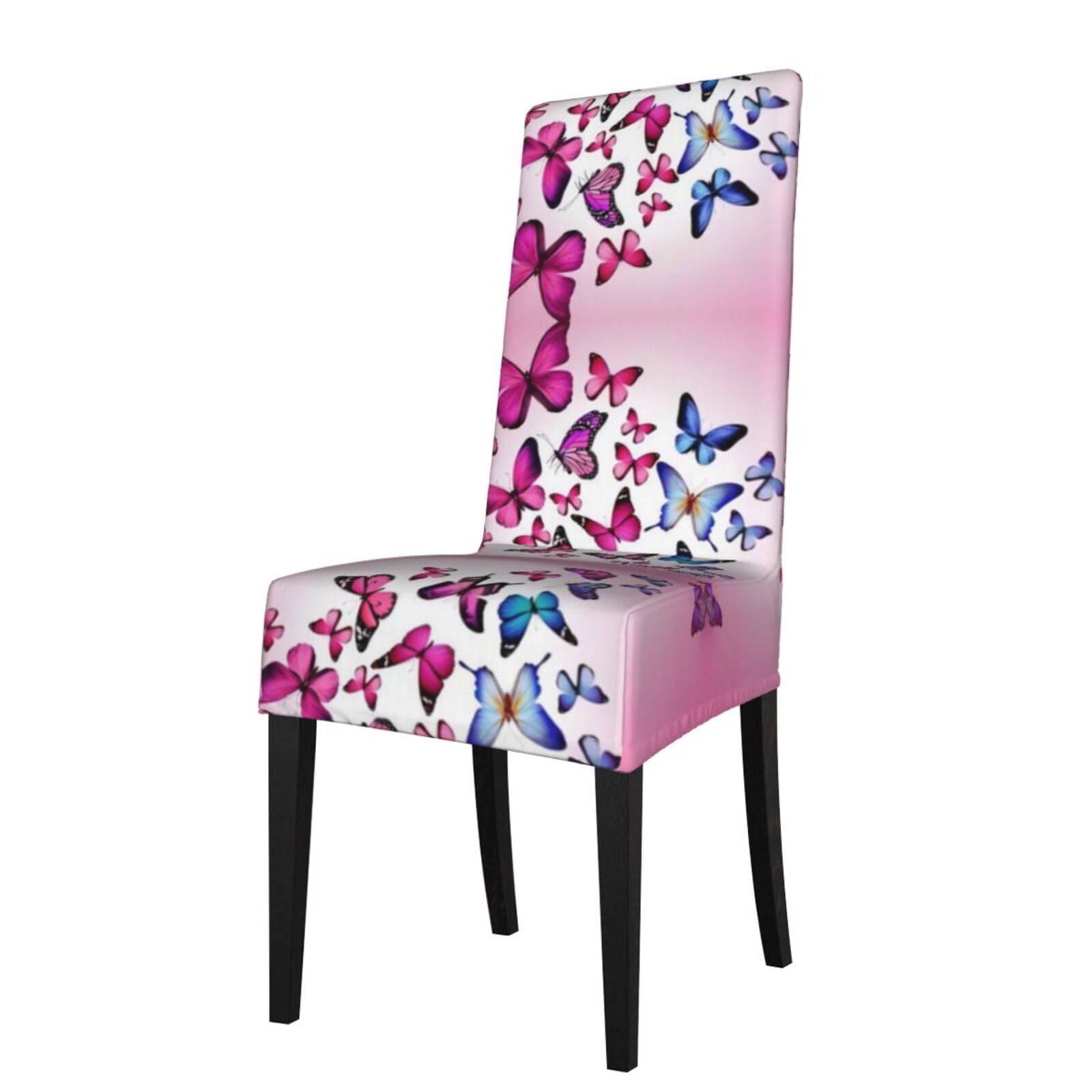 Yyhwhjde Black Pink Butterflies Prints Protection Cover For Dining Chair – Stretch Slipcovers For A Fresh, Refreshed Dining Room Look!