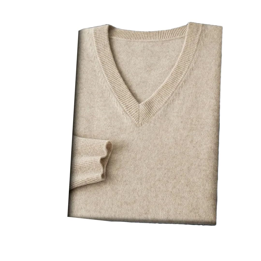Vogrtcc Maglione da Uomo in Cashmere Lavorato A Maglia con Scollo A V, Top Casual da Lavoro