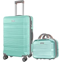 20" Carry on Luggage + 14" Makeup Case 2-Piece Set, Green