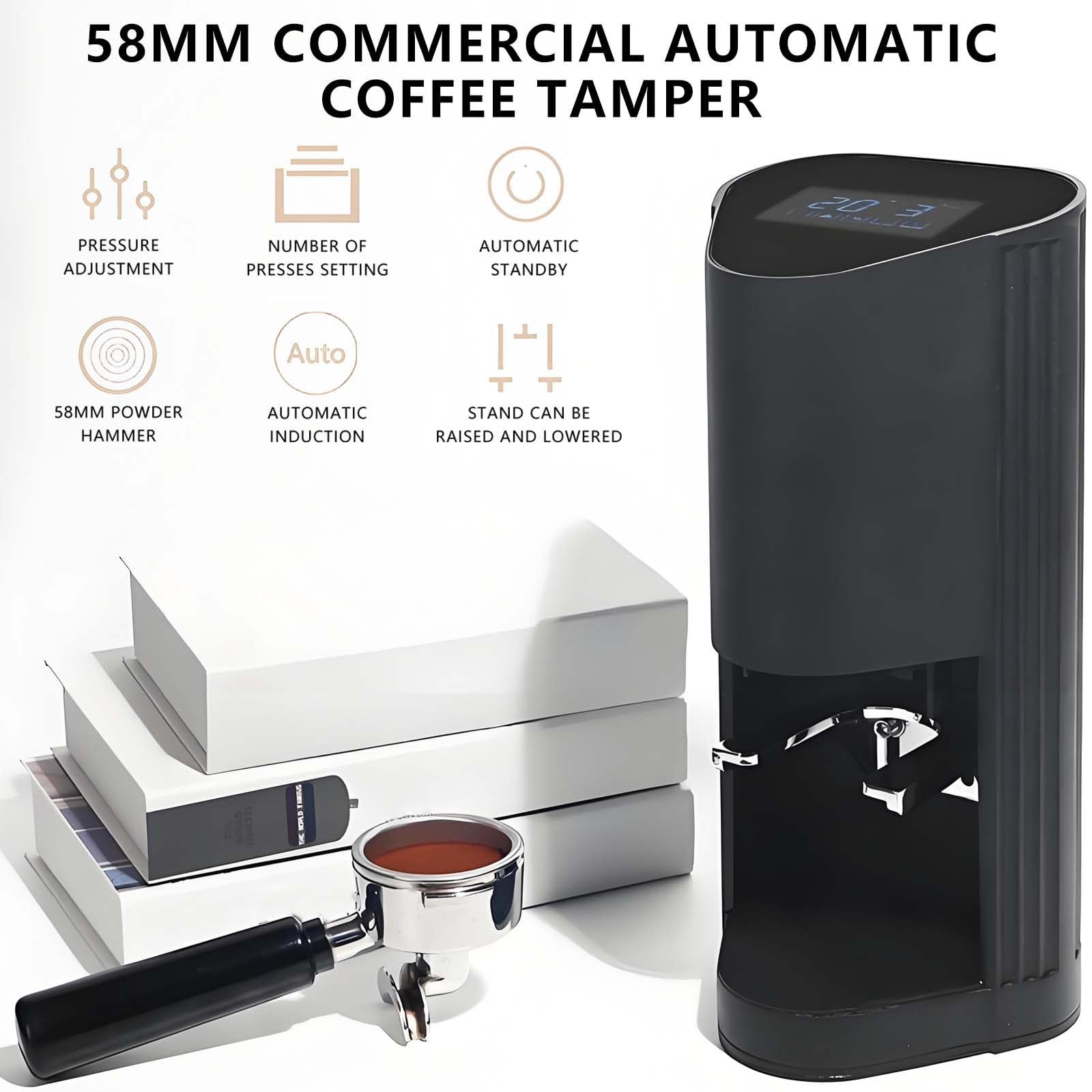 Profesjonalny Ekspres Do Ubijania Espresso, Regulowana Wysokość, 58 Mm Komercyjny Ubijak Do Ziarna Kawy, Do Domu I Do UżYtku Komercyjnego,White