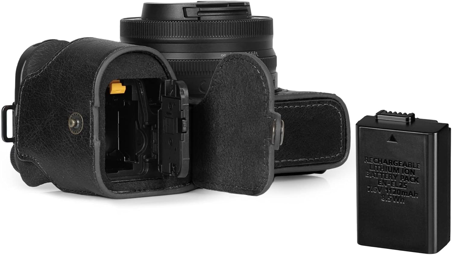 MegaGear Ever Ready Genuine Leather Half Camera Case Compatible with Nikon Z30 (Black)