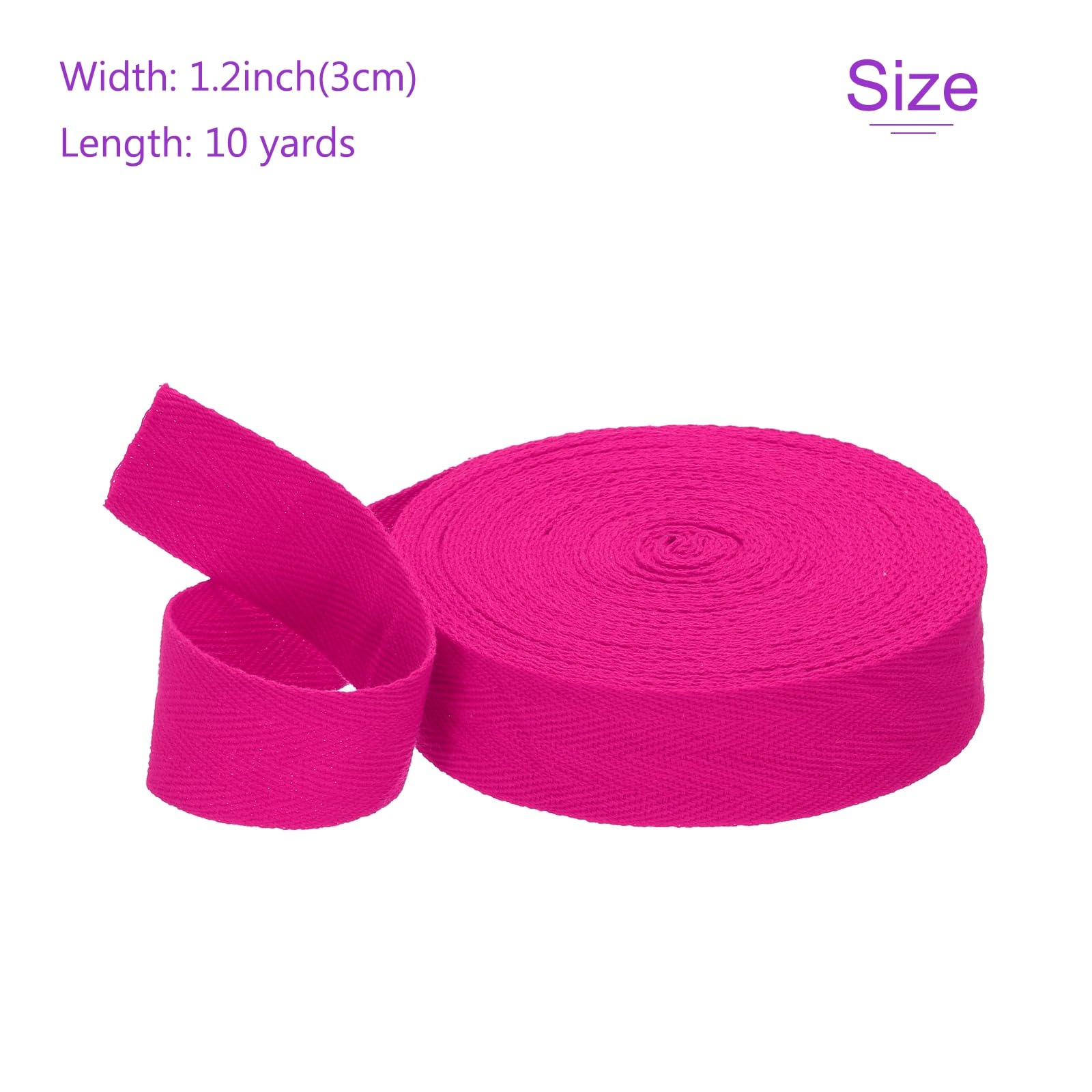 DMiotech 1.2"(3cm) 10 Yards Cotton Twill Tape Cotton Ribbons Bias Binding Tape Herringbone Tape Ribbons Rose Red for DIY Crafts Making Clothes - Image 3