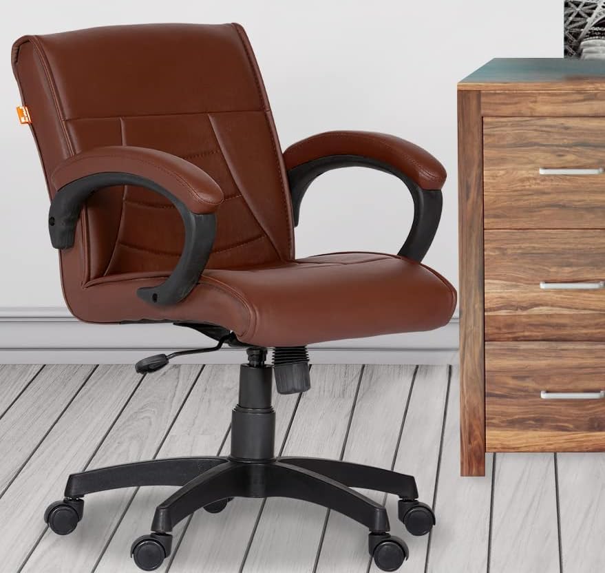 Da 1URBAN Mid Back Revolving Leatherette Chairs (Haven Brown, Small)