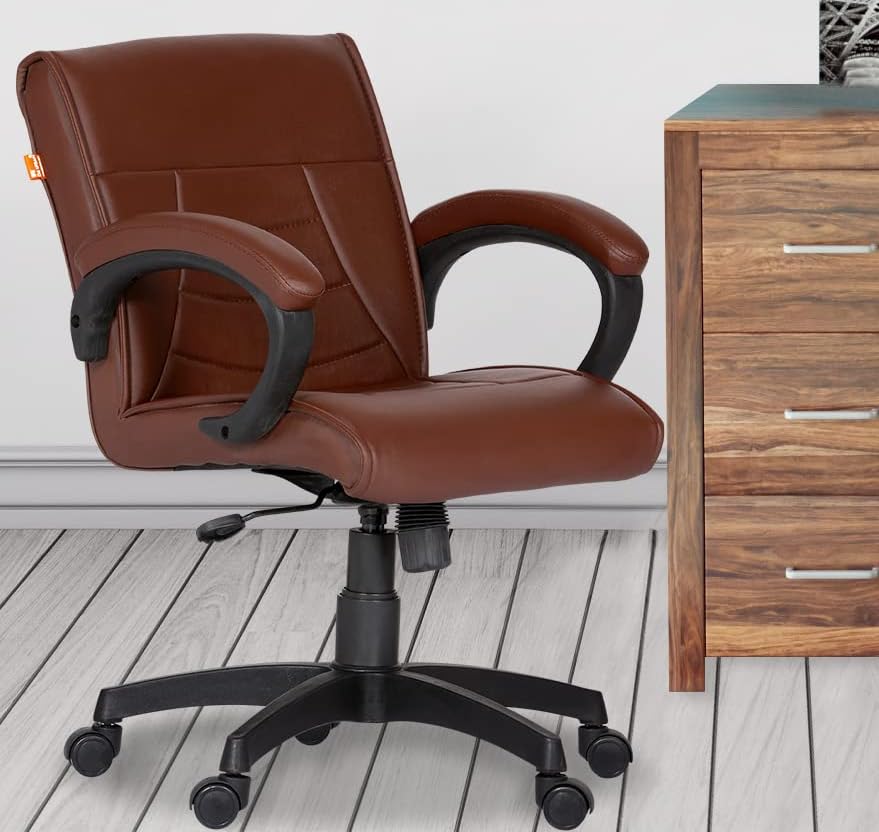 Da 1URBAN Mid Back Revolving Leatherette Chairs (Haven Brown, Small)