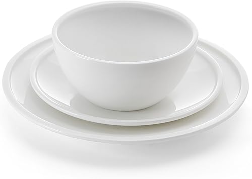 Miniatura 2 de Mikasa Colter Bone China - Juego de vajilla ligera de 12 piezas resistente a las astillas, servicio para 4, color blanco