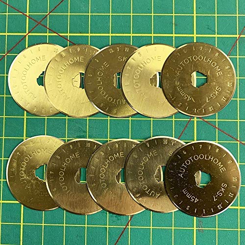 Autotoolhome ZH0550001 Titanium Coated Rotary Cutter Blades 45Mm 10 Pack Replacement Blades Quilting Scrapbooking Sewing Arts Crafts,Sharp And Durable thumb #4
