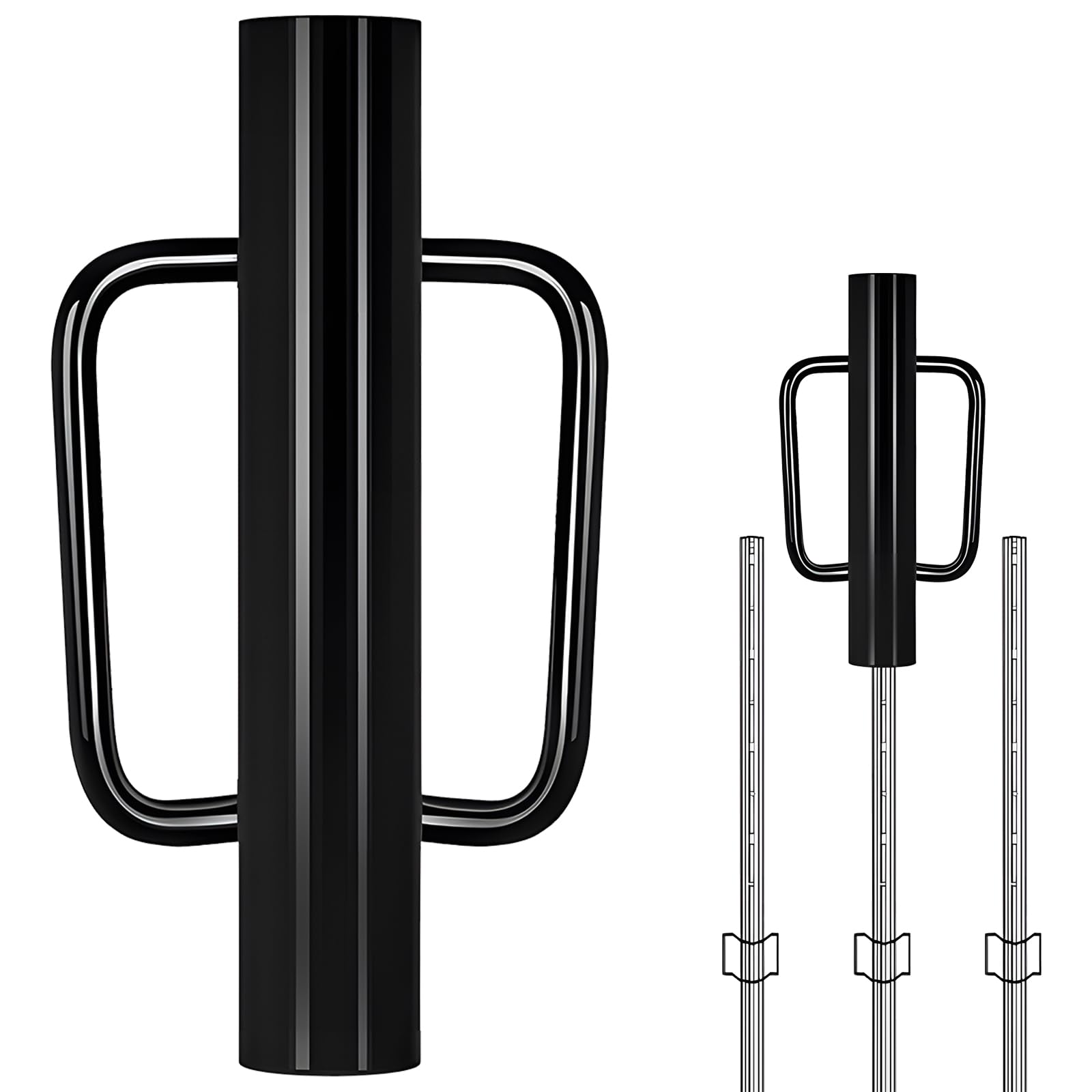 Destornillador de poste de valla con asa, instalador de valla de metal resistente negro de 12 libras, máquina de estacas de reparación de postes de valla