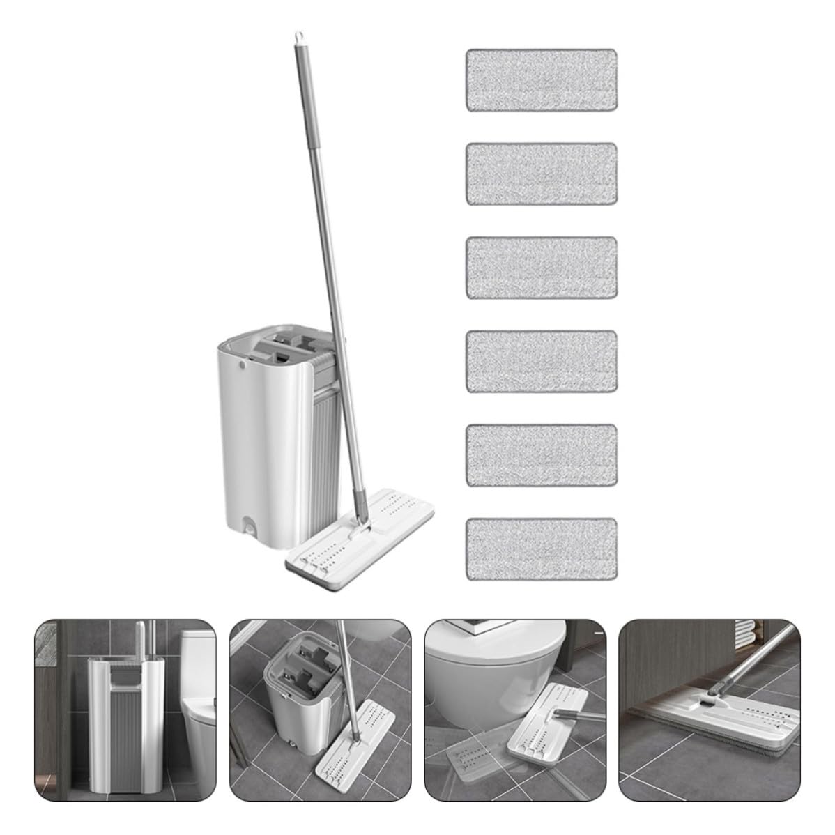 Mop in Microfibra senza Lavaggio Manuale Manico Integrato