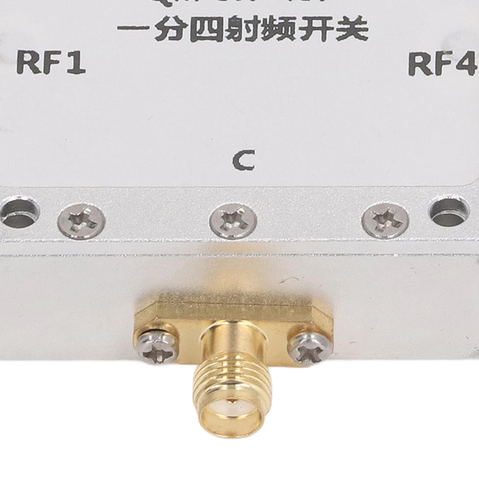 HF-Schaltmodul – SP4T einpoliger Vier-Wege-Mikrowellenschalter mit Gehäuse aus CNC-Aluminiumlegierung – Frequenzbereich 0,1 bis 6 GHz – hohe Isolierung und geringe