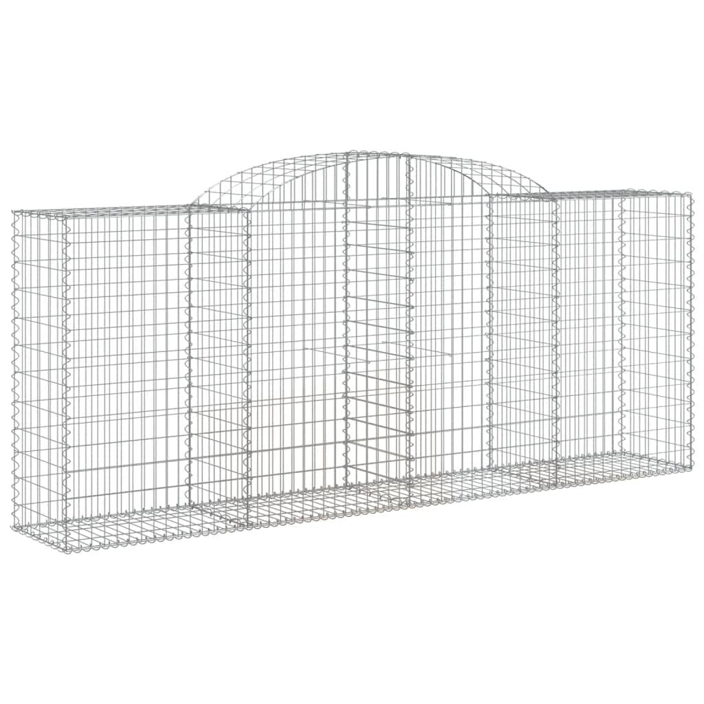 Yngbhfnop Silver Arched Gabion Baskets 17 Pcs 300X50x120/140 Cm Galvanised Iron Garden Retaining Wall Sound Barrier Decorative Heavy Duty Corrosion Resistant Stone Cage Fence