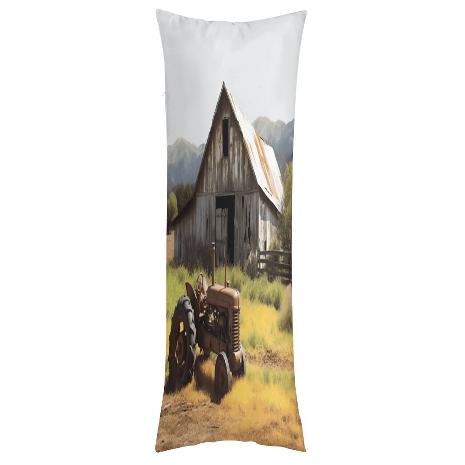 FekiLoot Old Wooden Barn with Rusted Tractor Throw Pillow Cover Soft Pillowcase with Hidden Zipper Lumbar Decorative Throw Pillow Covers Luxury Cozy Pillows Shams Rectangle Cushion Cases