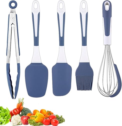 Miniatura 8 de Juego de utensilios de cocina 5 unidsset de utensilios de cocina, mango cómodo, resistente a altas temperaturas, no suave, de silicona, color de